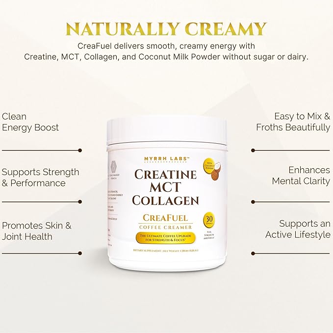 CreaFuel Creatine Collagen MCT Coconut Coffee Creamer Powder Sugar Free Keto and Paleo Friendly Supplement for Muscle Energy Brain Health Skin and Joint Support 30 Servings