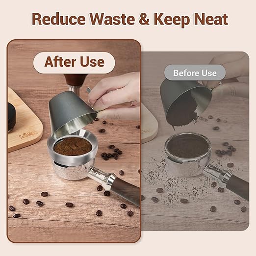 58mm Espresso Dosing Funnel, 304 Stainless Steel Coffee Dosing Ring, Portafilter Funnel with 6 Magnetic, Barista Tools Compatible with Breville 58mm Portafilter
