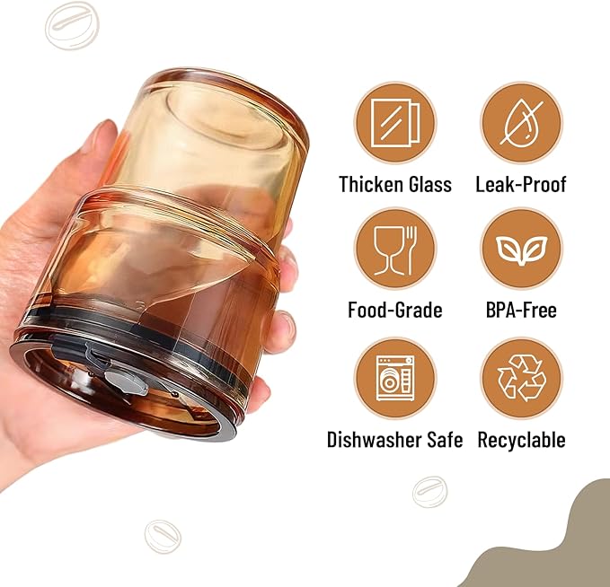 13 oz Glass Tumbler with Glass Straw and Lid, Leak-Proof Reusable Travel Cup for Iced Coffee, Tea, Matcha, Fruit Juice – Thick Wall Clear Water Bottle (Iridescent Shimmer, 2 Pack)