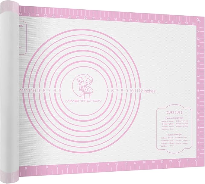 Silicone Pastry Mat for Dough Rolling, Extra Large Silicone Baking Mat with Measurements, Baking sheet for Cookies Fondant Pie Crust, Countertop Protector