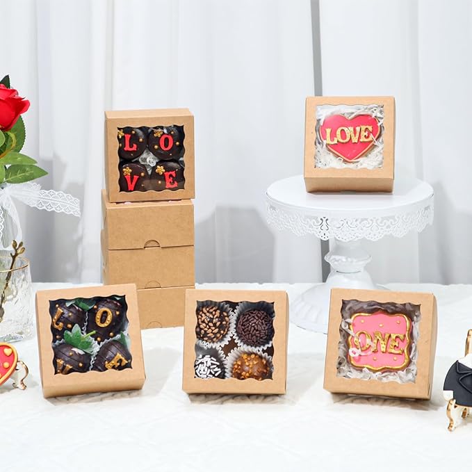 40 Pack Bakery Boxes 4x4x2 Inches Cookies Boxes Mini Bundt Cake Boxes Pie Boxes Cinnamon Roll Treat Boxes Chocolate Truffle Boxes Party Wedding Favor