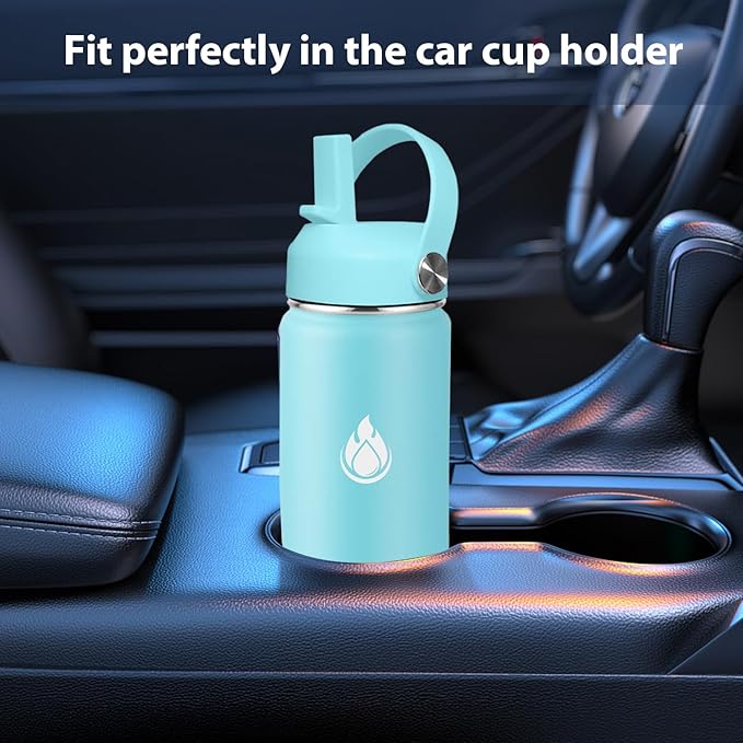 SENDESTAR Stainless Steel Wide Mouth Water Bottle 24oz Double Wall Vacuum Insulated Leak Proof Bottle with New Flex Straw Lid & Spout Lid XIN-MI-0750-1