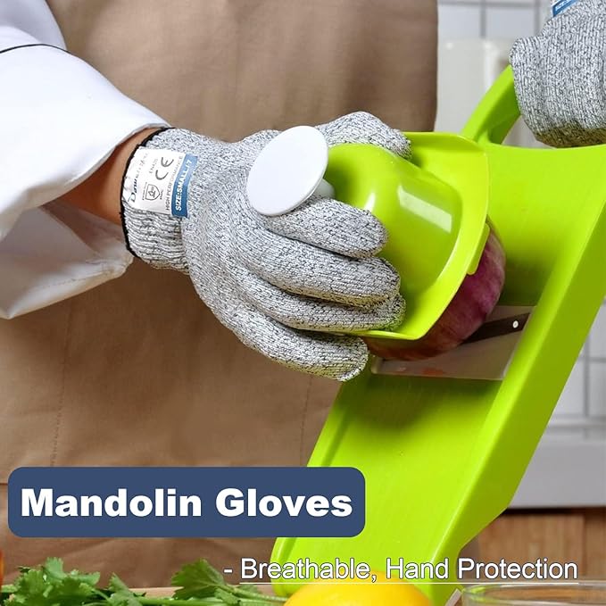 Dowellife Cut Resistant Gloves Food Grade Level 5 Protection, Safety Kitchen Cuts Gloves for Oyster Shucking, Fish Fillet Processing, Mandolin Slicing, Meat Cutting and Wood Carving. (Small-12 Pairs)
