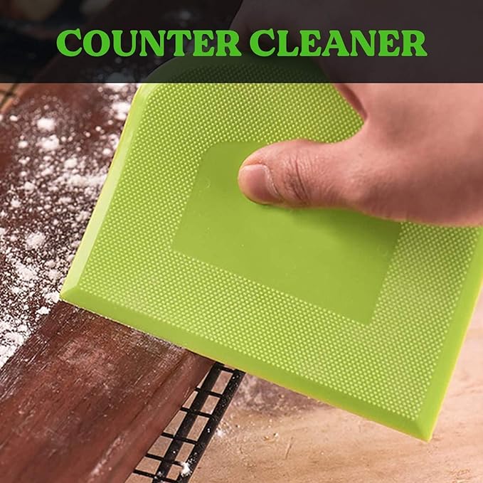 SURDOCA Dough Scraper Bench Scraper - 3P 7.1x4.9" Plastic Flexible Bowl Scraper, Sharp Edge & Angles Cake Scraper. Non-Slip Bakeware Decorating Tools Sculpting & Modeling Tools - Green+Blue+White