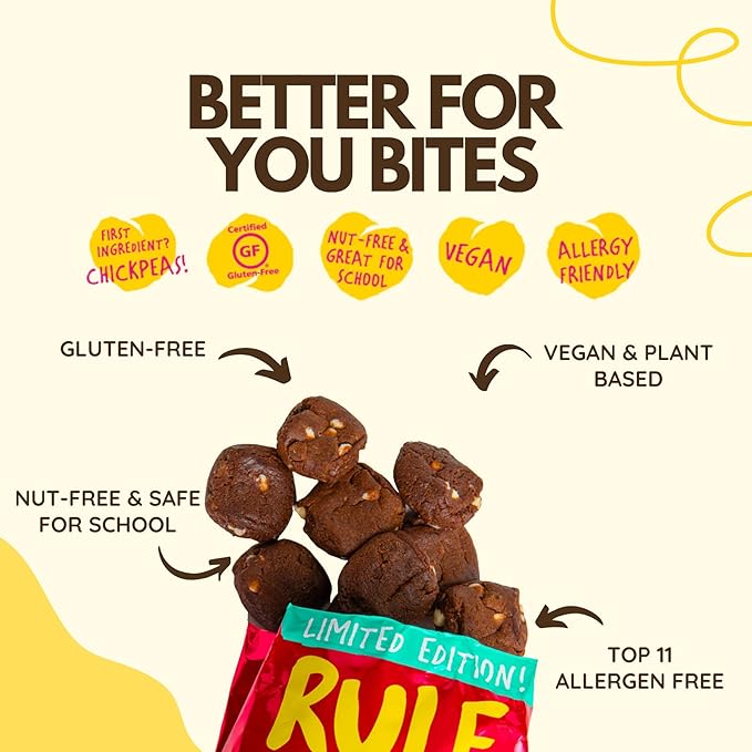 Rule Breaker Vegan & Gluten-Free Cookies | Mint Chocolate Brownie Bites |Plant-Based, Dairy, Nut, Soy, Allergen Free, Kosher | Soft-Baked School Snacks for Kids and Adults (Pack of 12)