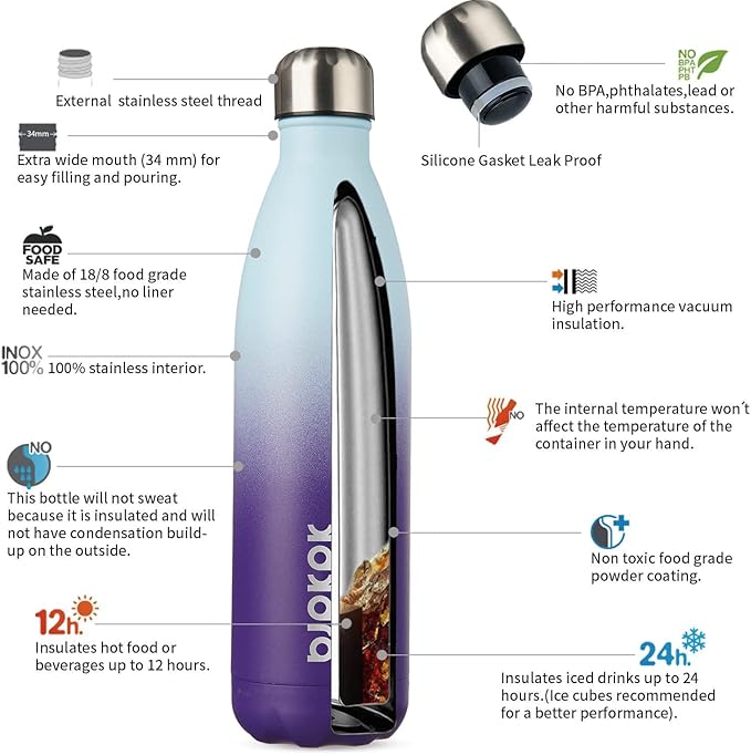 BJPKPK 25oz Insulated Stainless Steel Water Bottles,Sports Water Bottles Keep Cold for 24 Hours and Hot for 12 Hours,Ocean Dream