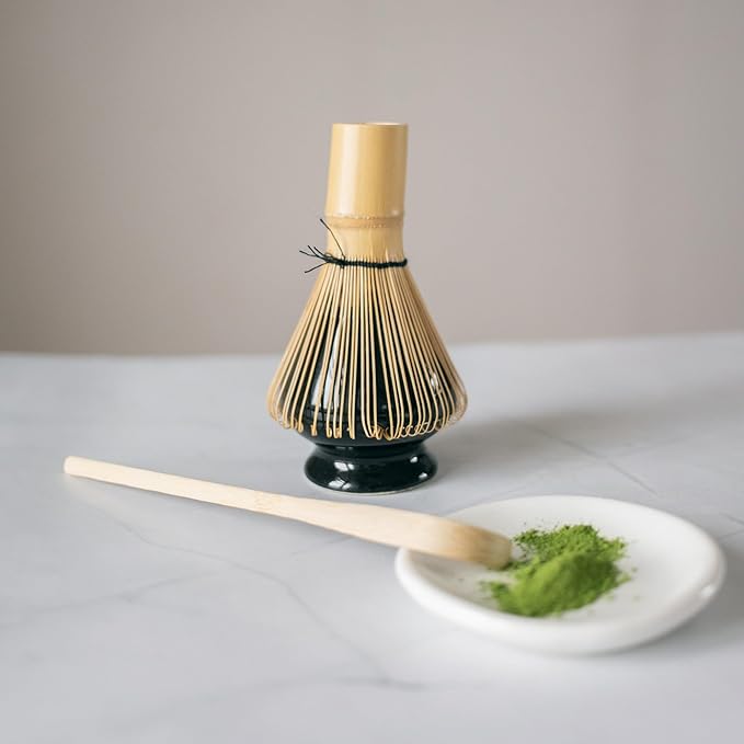 Japanese Matcha Tea Set(7pcs),Matcha Bowl And Whisk Set,Whisk Holder, Matcha Powder Sifter, Bamboo Scoop,The Perfect Matcha Tools Kit For Matcha Tea Ceremony (Kiln Glaze-Blue)