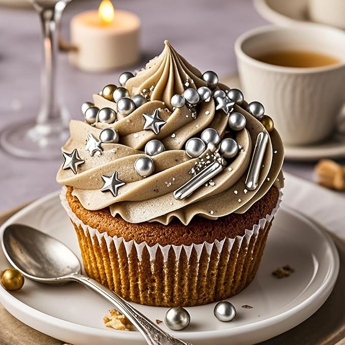 Silver Pearl Rods Sprinkles, Twisweet Edible Sugar Sprinkles for Cake Decorating Mix Size Candy Pearls for Baking Cake Topper Ice Cream Cupcake Cookie Dessert Decorations, Wedding Day Valentines Birthday Party Christmas Easter Supplies (130g/4.58oz)