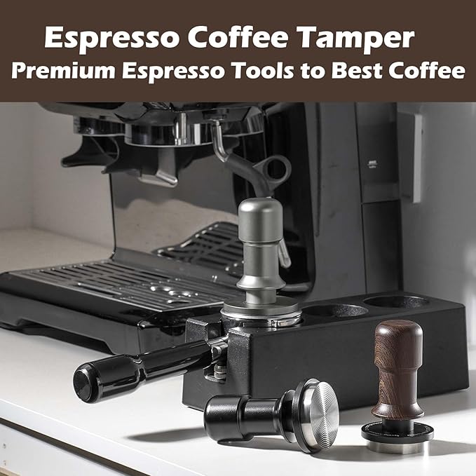 PUSEE 53mm Espresso Coffee Tamper,Premium 30lb Calibrated Espresso Tamper Upgrade Coffee Tamper with Spring Loaded, Stainless Steel Ground Tamper for Barista Home Coffee Espresso Accessories