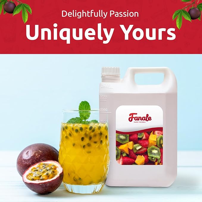 Fanale Premium Flavoring Concentrated Syrup for Bubble Tea 11 lb | Passion Fruit Flavor Syrup | for Boba Tea, Smoothies, Slushes, Desserts | 11lb | Pack of 4 | SRP030