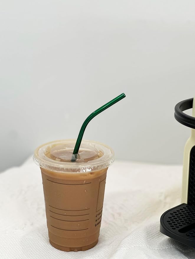 10 Pcs Stainless Steel Straws, Reusable Drinking Straws, Bent Metal Straw Sets with 2 Pcs Cleaning Brushes (Green, 8.5 Inch)