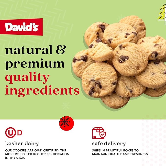 David's Cookies Mini Shortbread Chocolate Chunk Cookies 1 Pack - Traditional Scottish Style Butter Cookies, OU Kosher Certified, Decadent Gourmet Shortbread Cookie Snack Box for Tea, Coffee, & Gifting