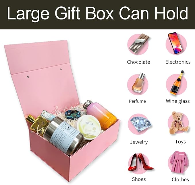 Joyscoop Large Gift Box 5 Pack 13 x 9 x 4.3 inch with Magnetic Lids, Luxury Gift Box for Mother's Day, Birthday, Weddings, Baby Showers, and More