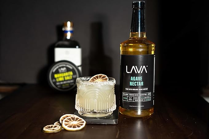 (4-Pack) LAVA Premium Light Agave Nectar for Cocktails made with Raw Blue Organic Agave 33.8oz Natural sweetener, Non-GMO, Vegan, Gluten Free. Perfect for Margaritas, Tequila, or Mezcal Cocktails.