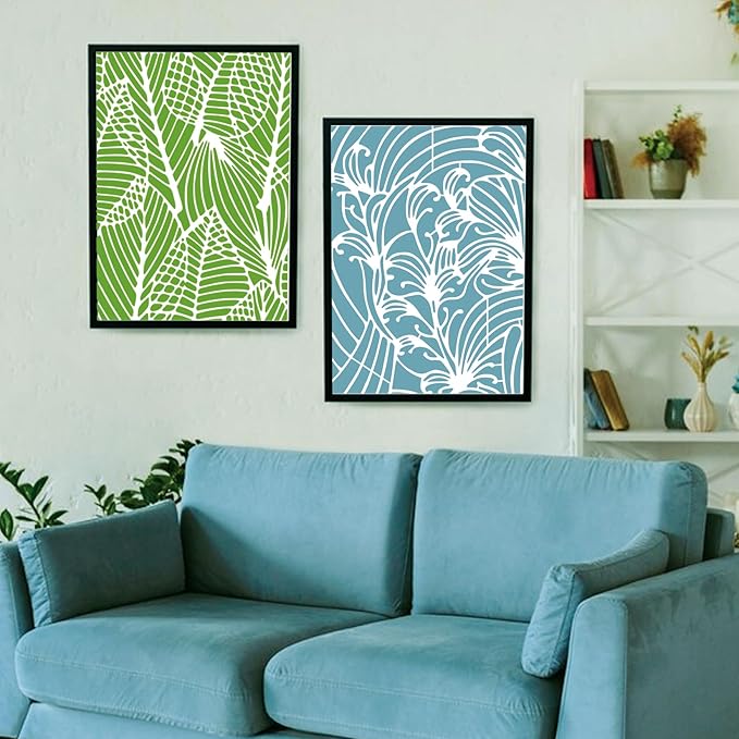 8 Pieces Stencils for Painting Reusable Corals Flowers Leaves Stencils Template Spray Paint Crafts Stencil for DIY Wood Wall Canvas Floor Furniture Crafts