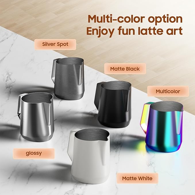 MHW-3BOMBER Milk Frothing Pitcher - 20oz/600ml Milk Frother Cup with U-Shaped Spout - SUS 304 Steaming Pitcher - Cappuccino Latte Art Cup for Barista - Quadrilateral Body - P5184-OS