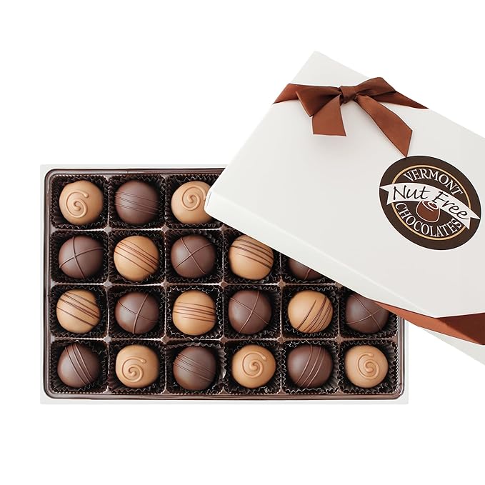 Vermont Nut Free Chocolates Boxed Chocolates (Truffle Assortment) 24-Piece, Nut-Free, Egg-Free, Kosher