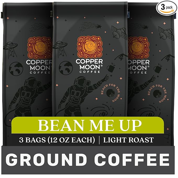 Copper Moon Ground Coffee, Bean Me Up Blend, Light Roast, 3 Bags (12 oz. each)