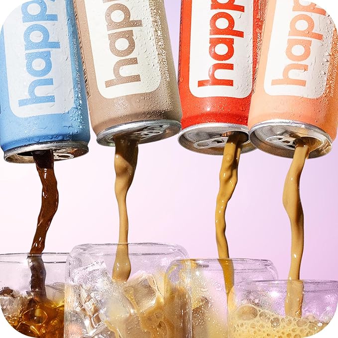 happy coffee canned mocha, caramel, vanilla latte, 11 oz. cans, 4 count, 100% arabica beans, no artificial flavors or sweeteners, FLAVORED COFFEE
