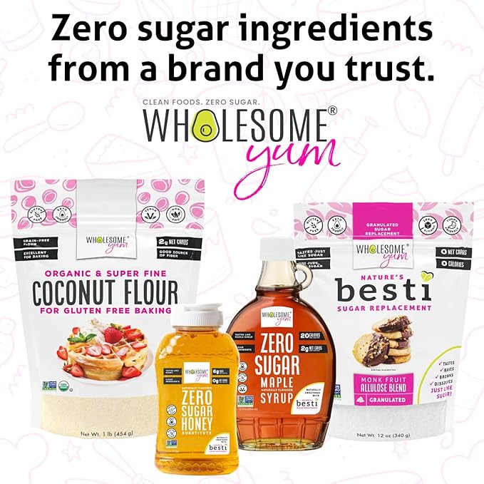 Wholesome Yum Premium Organic Coconut Flour For Baking & More (16 oz / 1 lb) - Low Carb, Gluten Free, Non GMO, Keto Friendly Flour Substitute (Pack of 2)