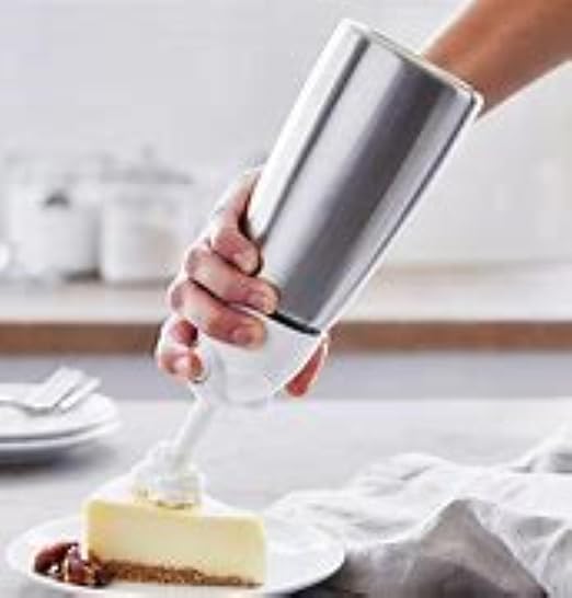 iSi North America Easy Whip Plus (1 Pt) - Cream Whipper with Stainless Steel Bottle, Easy to Use for Homemade Flavored Toppings, Desserts, Sauces - Compact Kitchen Tool, Great for Beginners (White)
