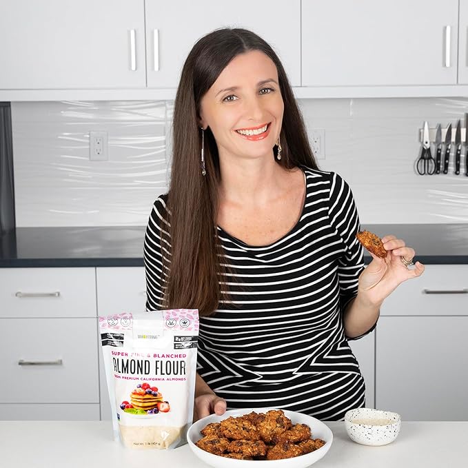 Wholesome Yum Premium Fine Blanched Almond Flour For Baking & More (16 oz / 1 lb) - Low Carb, Gluten Free, Non GMO, Keto Friendly Flour Substitute With Ground Almonds