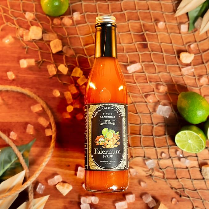 Liquid Alchemist Falernum Syrup for Cocktails - Real Ingredients Make our Falernum Cocktail Syrup a Great Mixer for any Tiki Drink - Our Drink Mixer is Non-GMO Gluten Free & Vegan (12.7 oz)