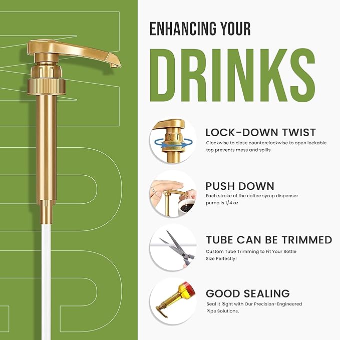 Jimoco® Syrup Pump Dispenser + Torani® Cane Sugar Syrup, 25.4 oz - Coffee Syrup Pump & Flavoring Bundle