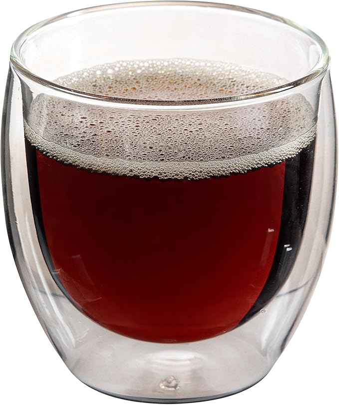 Restaurantware-Forma Professional 8.5 Ounce Double Wall Coffee Cups, 12 Insulated Latte Glasses - Dishwashable, Reusable, Clear Glass Beverage Cups, Freezable, For Hot Or Cold Beverages