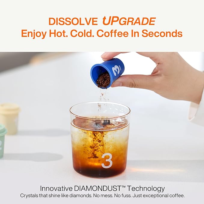 SATURNBIRD Coffee Instant Cold Brew, Medium Roast, Smooth & Clean Blend of 100% Specialty Arabica, Enjoy Hot or Cold, Freeze Dried Iced Coffee, 24 Single Servings for Home, Travel, Office (NO.3)