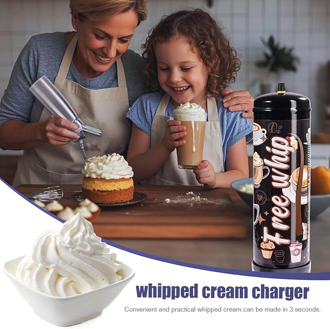 Free Whip 2.2L Whipped Cream Charger Tank Cartridges for Cake Desserts, Fits with Any Standard Dispensers,(1364g 3-Cylinders)