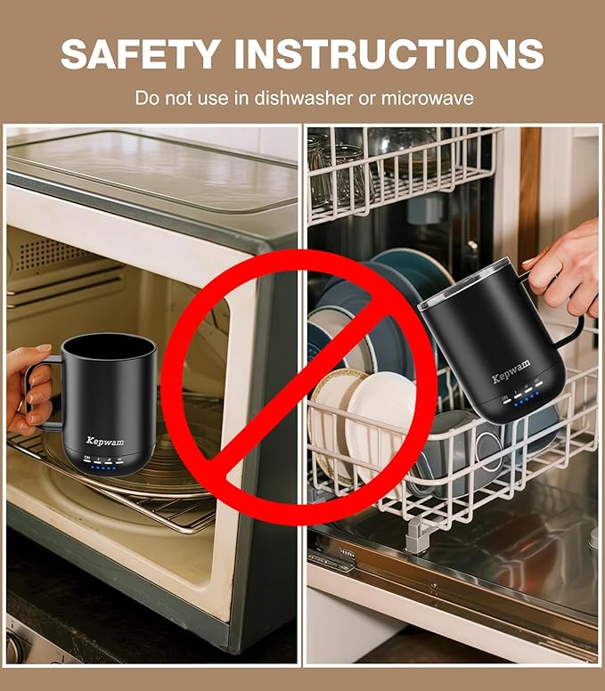 Self Heating Coffee Mug T1-16oz Fast Heating & Ultra Long-Lasting Battery Life, Heated Coffee Mug Up to 149℉ - Touch & App Controlled Coffee Mug, Birthday Gifts for Women and Men