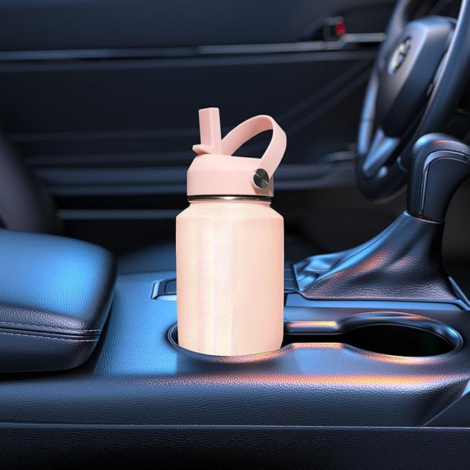 SENDESTAR 40oz Stainless Steel Water Bottle(Cold for 48 Hrs, Hot for 24 Hrs),Double Wall Vacuum Insulated Bottle with Straw Lid, Spout Lid and Flex Cap, Fit in Any Car Cup Holder TXIN-40-Laser Pink