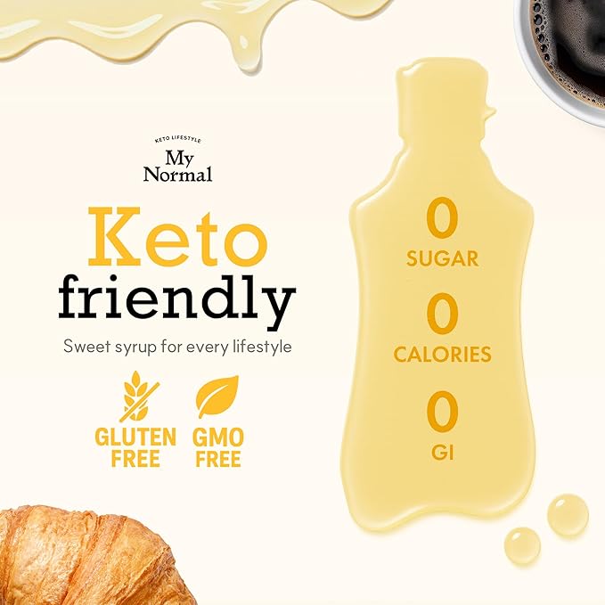 My Normal Keto Allulose 17.10 oz - Allulose 99.52%, Monk Fruit, Stevia Blend Thin Syrup, Zero Calorie Sweetener, 1:1 Sugar Substitute, Low Glycemic, Gluten Free, Zero Net Carbs, Zero Sugar