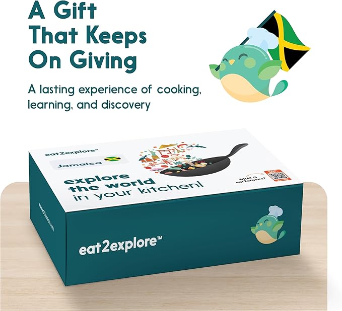 eat2explore Cooking Kits for Kids – Interactive & Educational Kids Cooking Sets Real for Ages 5 and Up,3 Recipe Cards & Global Ingredients – Fun Gift for Young Chefs (Jamaica Edition)
