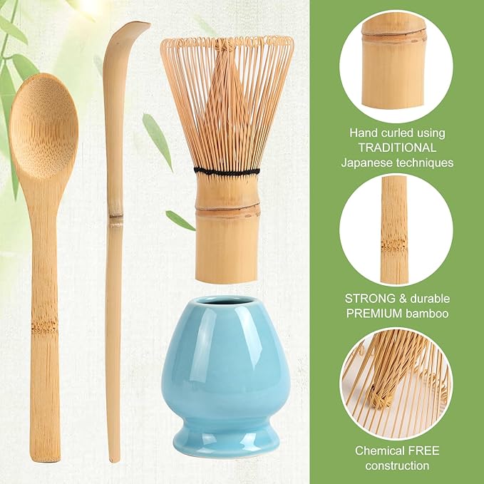 Matcha Whisk Set，Matcha Bamboo Whisk, Matcha Whisk Holder,Matcha Whisk And Stand,Tea Scoop