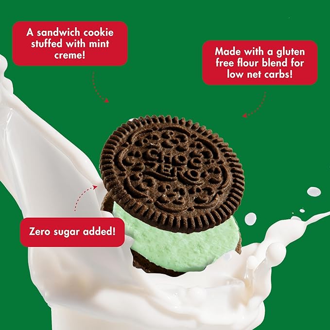 ChocZero Mint Dunkies – Mint Creme Chocolate Sandwich Cookies, Sugar Free, Keto Friendly, Low Net Carb, High Fiber, Gluten Free – 9oz Box