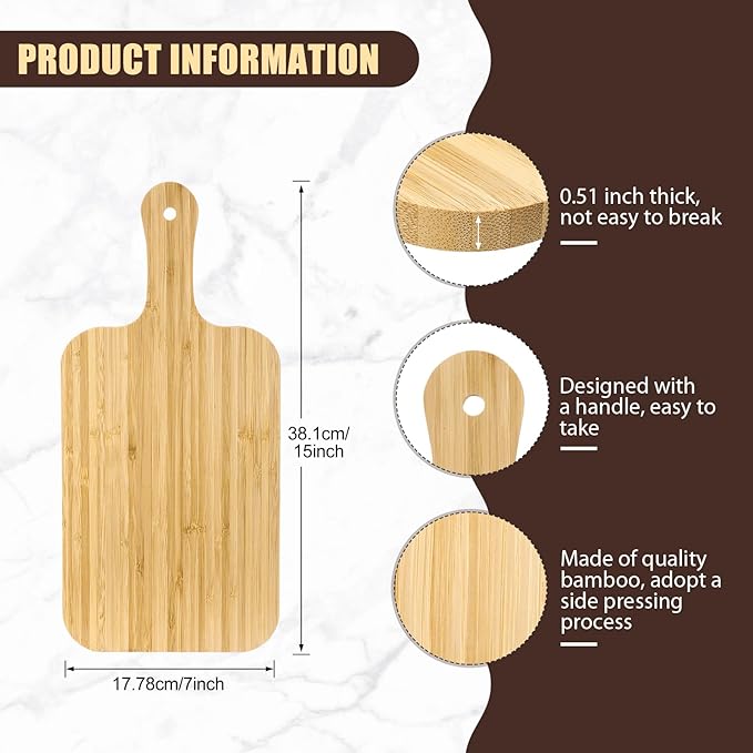 Lounsweer 6 Pcs Thicken Cutting Board Bulk Wood Board for Chopping Serving Charcuterie Material for Laser Engraving Mother' Day Wedding Housewarming Gift