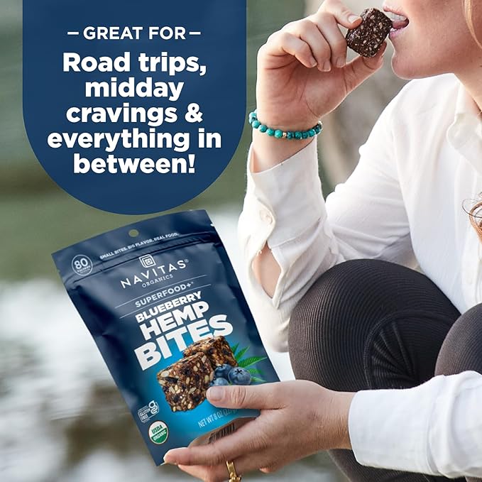Navitas Organics Superfood Power Snacks, Blueberry Hemp, 8oz. Bag, 11 Servings - Organic, Non-GMO, Gluten-Free