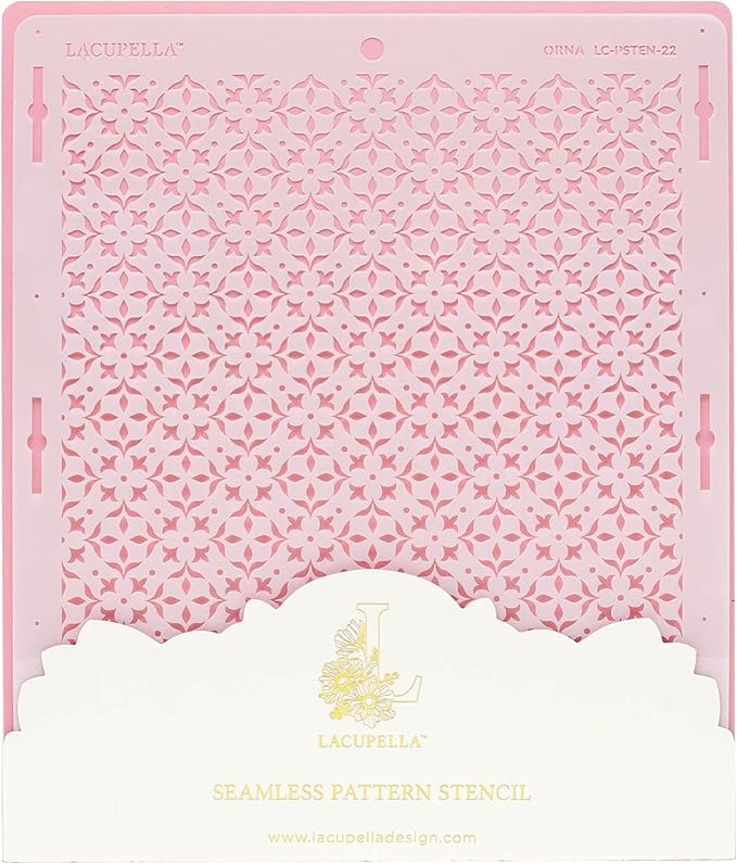 Cake Baking Stencil - Seamless Delicate Pattern for Decorating Tall Double Barrel Cake to Use with Buttercream, Royal Icing, Ganache, Paint, Airbrush (ORNA)