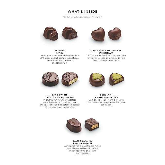 Godiva Red Bow Gold Dark Chocolate Gift Box, Belgian Dark Chocolates with Ganaches, Nuts & Caramels, Gourmet Holiday Gift, Non-GMO & Kosher, 15 Pc