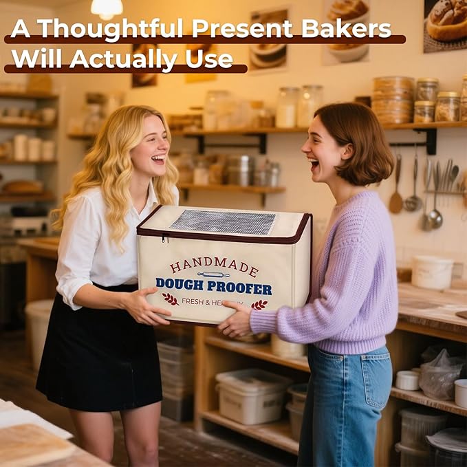 Folding Dough Proofer Box with Temp Control (50-130℉) & 24H Timer, Extra Large Bread Proofing Box for Sourdough, Pizza, Yogurt, Seed Starting, 3D Filament Drying, Space-Saving & Easy to Use