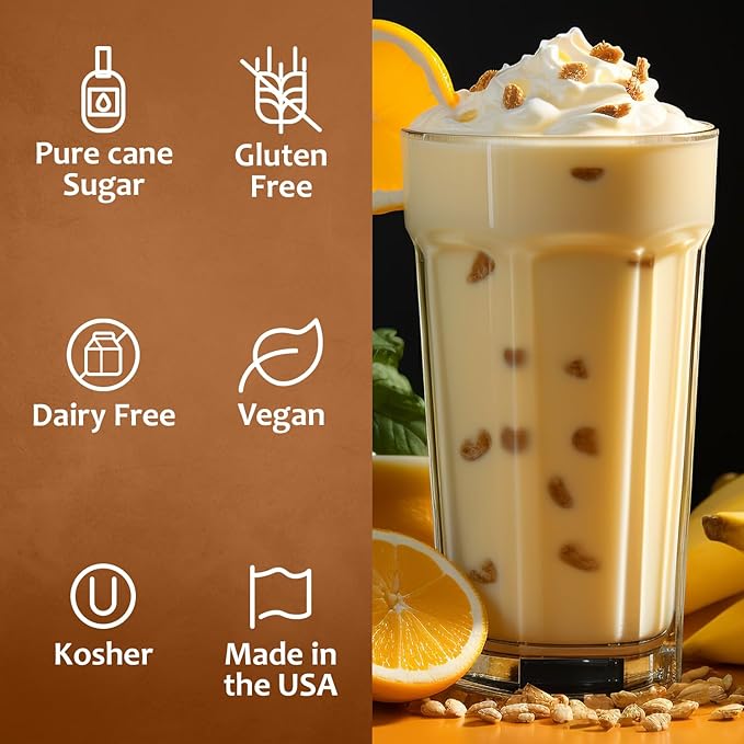 Syruvia Banana Flavored Syrup - 25.4 fl oz - Kosher Flavored Syrups, Gluten Free, No Coloring, Perfect for Drinks, Soda, Shakes, Cocktails, Desserts, and More.