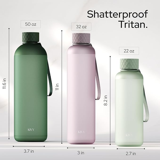 KIVY Slim Water Bottle 50oz [Lightweight & Shatterproof] - Reusable Tritan Water Bottle - Leak Proof Water Bottle for Women & Men - No Spill - Dishwasher Safe - Pink Water bottle
