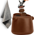 Espresso Knock Box with Barista Towels, Removable Shock-absorbent Knock Bar & Non-Slip Base - Co ffee Knock Box for Coffee Grounds, Espresso Machine Accessories, Brown