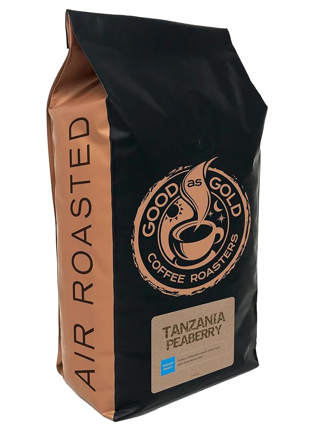 Tanzania Peaberry Coffee - Good As Gold Coffee Roasters - 5lb Whole Bean (Medium Roast) - 100% arabica