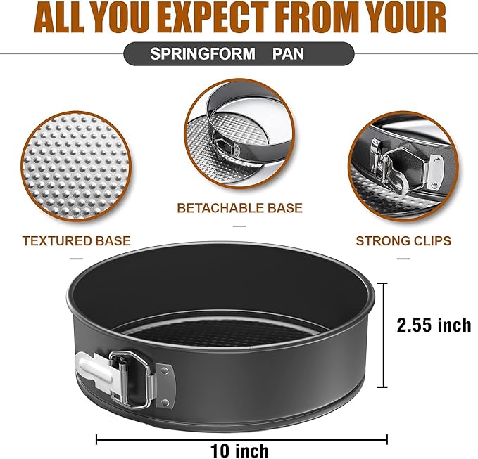 10 Inch Springform Pan Round Non Stick Cheesecake Pan Durable Baking Cake Pans with Removable Bottom Cake Molds for Baking