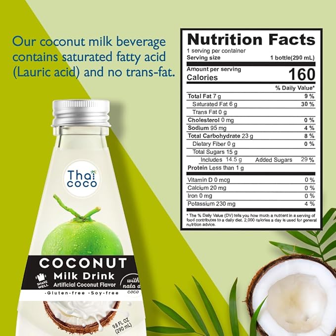 Thai Coco - Original Coconut Milk Drink with Nata De Coco - 9.8 fl. oz. 12 Pk