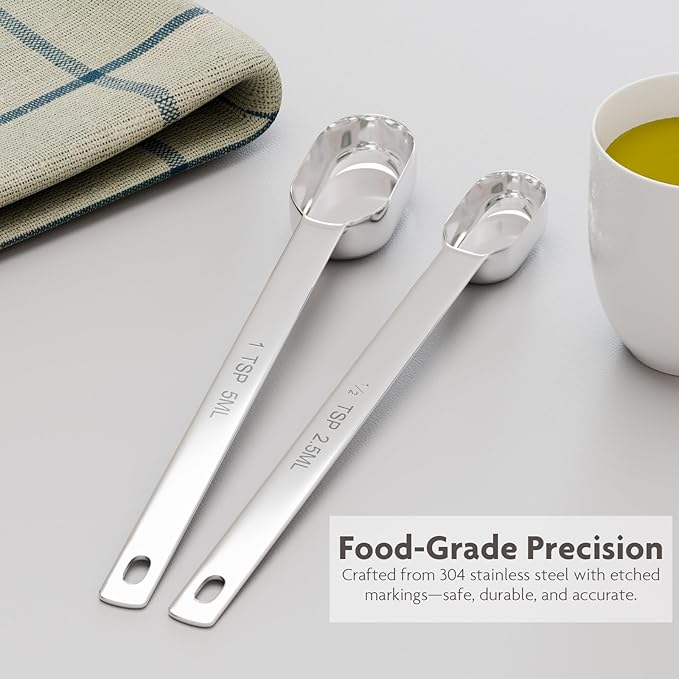 1g (1/2tsp|2.5ml) Matcha Scoop, Stainless Steel Slender Measuring Spoon for Matcha Tea Powder