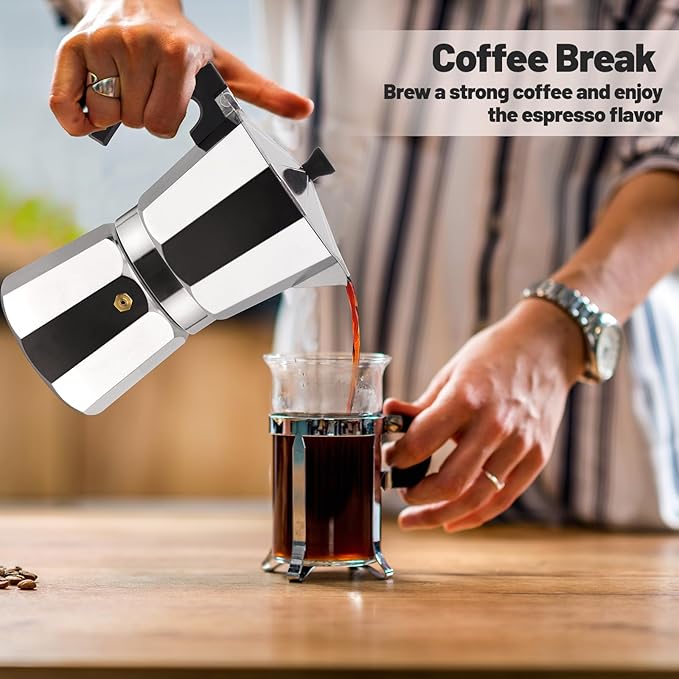 14 Cup Aluminum Moka Pot Classic Stovetop Espresso Coffee Maker 700ml 23oz Coffeemaker Percolator Mocha Pot Greca Coffee Maker Cafe Makers for Italian and Cuban Café Brewing Silver